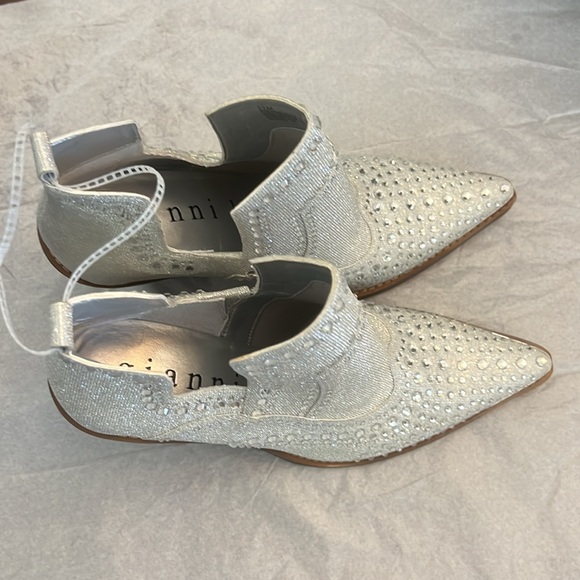 Gianni Bini Brees Rhinestone Metallic Western Booties - Picture 2 of 12